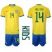 Tanie Strój piłkarski Brazylia Eder Militao #14 Koszulka Podstawowej dla dziecięce MŚ 2022 Krótkie Rękawy (+ szorty)